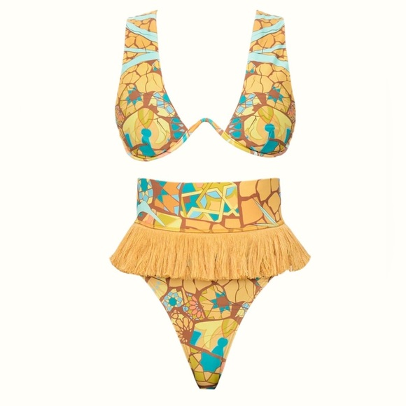 NWT Andrea Iyamah Lasa High Rise Bikini top and bottom Ilia print  - S - Picture 2 of 6